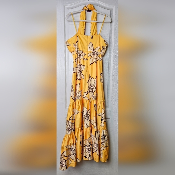 Anthropologie Hutch Women's Floral Halter Maxi Dress NWT Maize/Yellow Size 12 - Picture 13 of 13